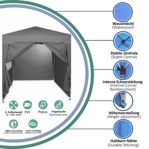 Pabellón Plegable 2x2m Tienda de Fiestas Jardín Klappzelt Carpa Impermeable 4 - Imagen 20 de 43