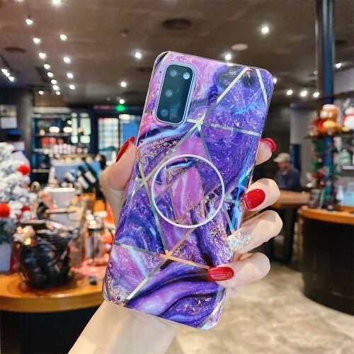 Splicing Marble Pattern TPU Protective Case with Foldable Holder For Galaxy - Bild 15 von 16