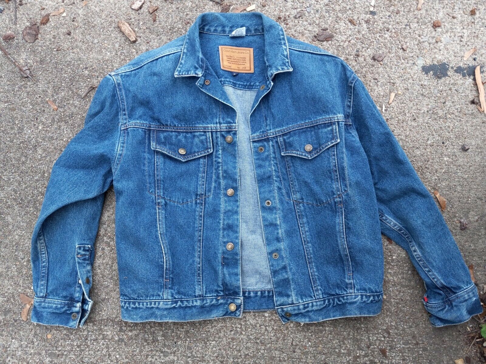 Vintage Calvin Klein Jeans Co Mens Denim Trucker Jacket 5 Pkt USA Made Blue  Sz M
