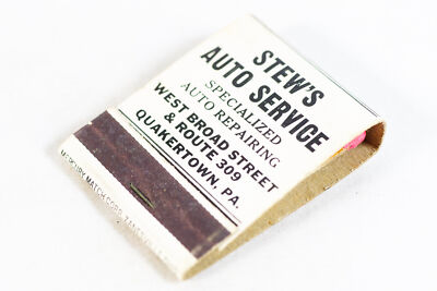 Stews Auto Service Quakertown PA 1940s Matchbook Cover Advertising UNSTRUCK