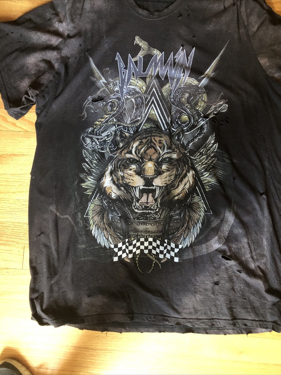 トップス BALMAIN HOMME TIGER TEE M Balmain Paris Mens TU Tiger Shirt Distressing Oversized