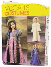McCall's 4082 Renaissance Costume Pattern Girl's Fancy Dress Laced Bodice 6 7 8