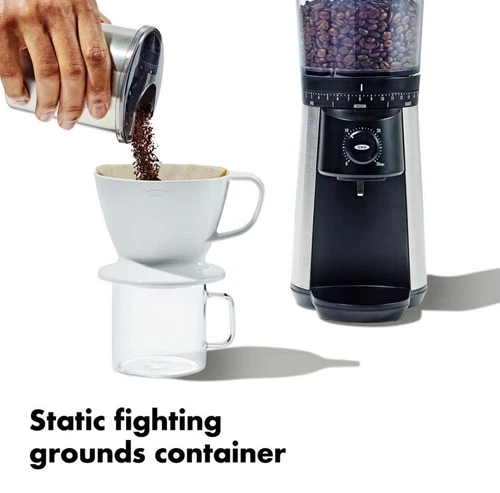 OXO Brew One Touch Stainless Steel Conical Burr Coffee Grinder Machine # 8717000