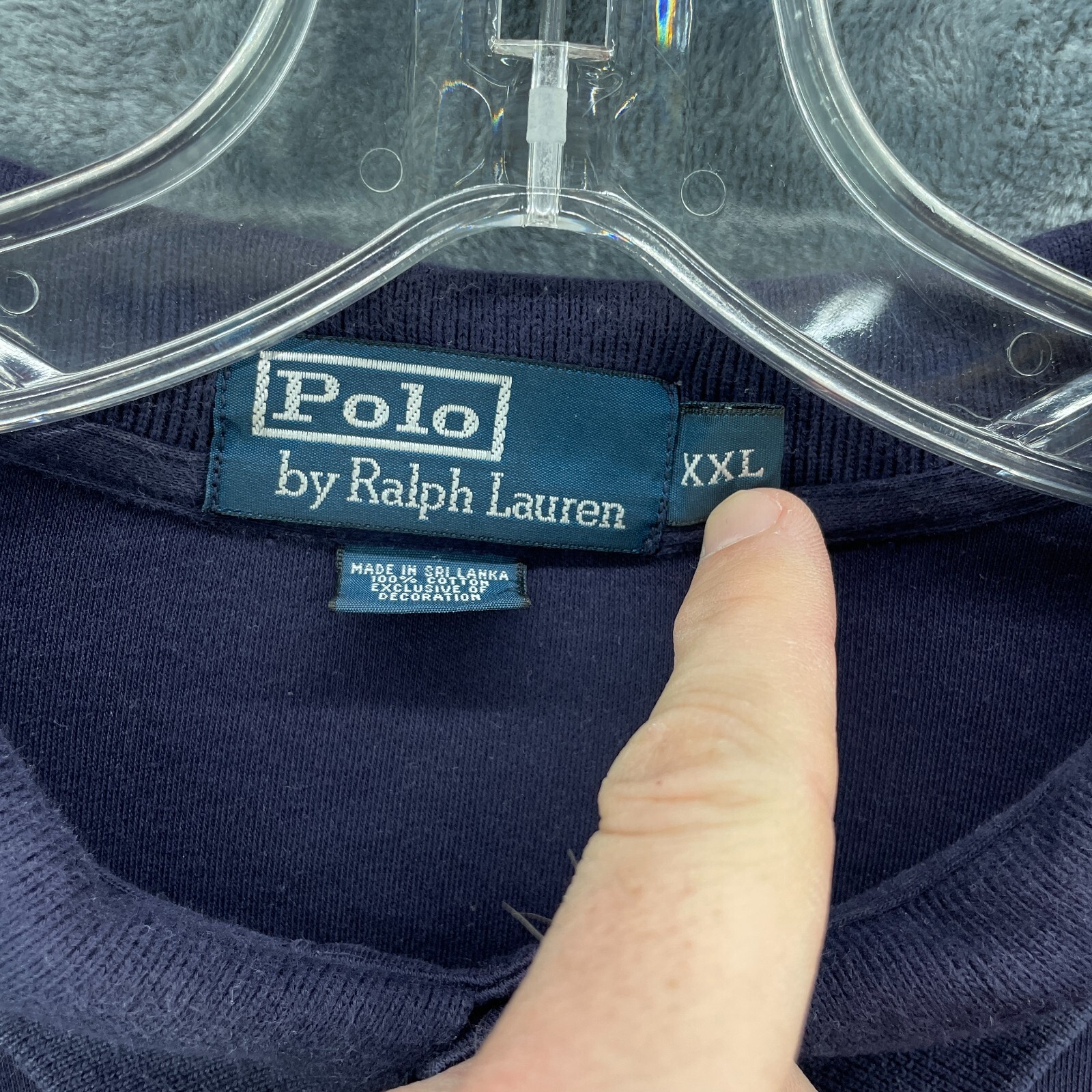 Polo Ralph Lauren camicia maniche lunghe cotone morbido polo XXL blu navy oro pony