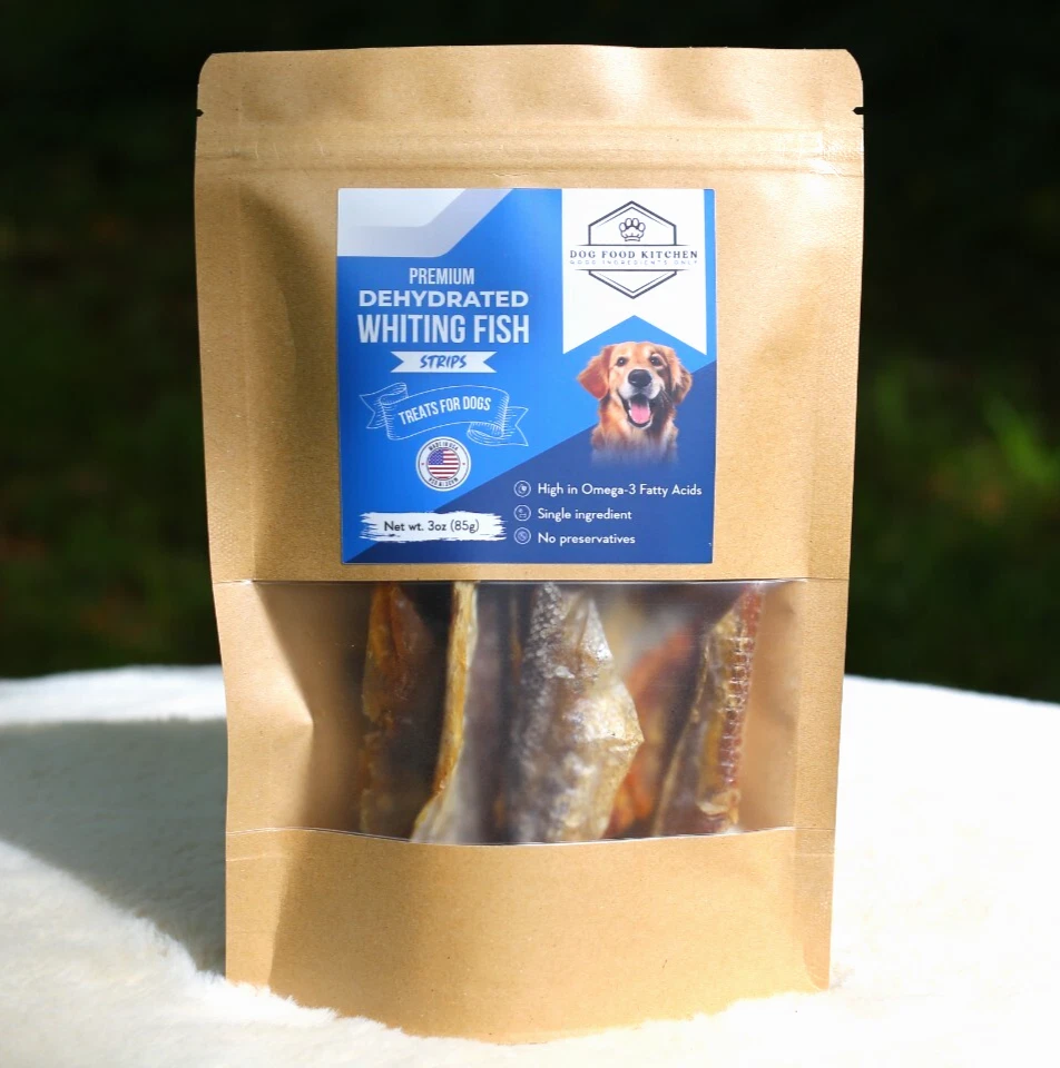 Golosinas de pescado blanco deshidratado premium para perros--altas en calcio y omega-3 Foto 2 de 4