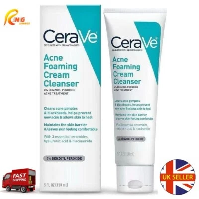 Cerave Acne Foaming Cream Face Cleanser 4% Benzoyl Peroxide -Fast Dispatch