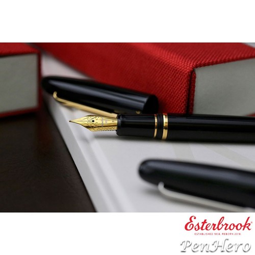 Esterbrook Estie Ebony Black Gold Plate Trim Füllfederhalter 1.1 Stub E116-S - Bild 6 von 8