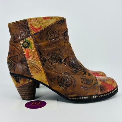 L'Artiste Spring Step Women's Waterlily Ankle Boots Brown Multi Size 39/ 8.5 US