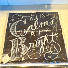 Pottery Barn 20x20 Square Pillow Cover "All Is Calm All Is Bright" New w Tags