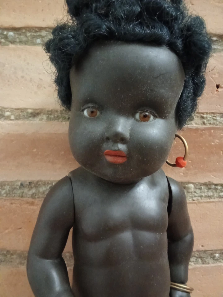 POUPON POUPEE ANCIEN NOIR CELLULOID-NANO/NANI-CONVERT-35 CM-YEUX EN VERRE- - Photo 2/4