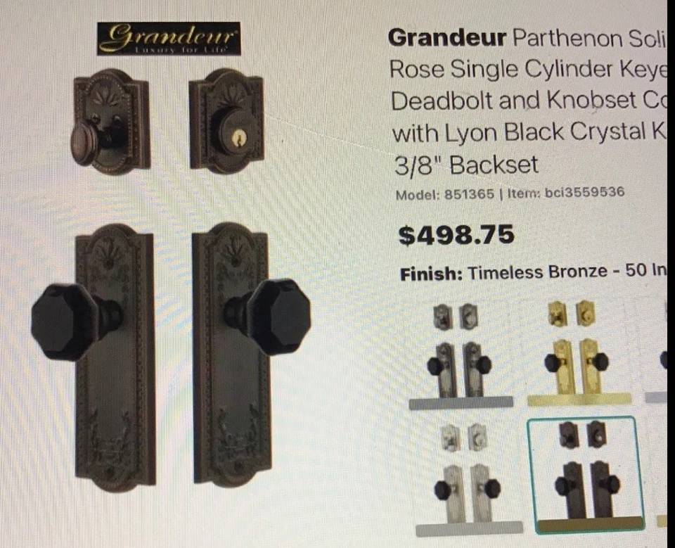 Juego de cerradura de un solo cilindro Grandeur Entry & Deadbolt en latón rosa Foto 2 de 4