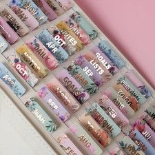 Laminated Monthly Planner Tabs Floral Stickers 72 Total Planner Accessories