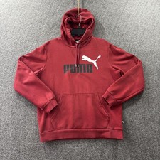 Puma Essentials Big Logo Hoodie Mens Medium Red Pullover Fleece Sweatshirt