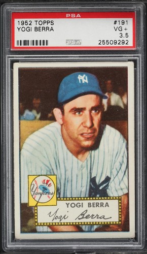 1952 Topps #191 Yogi Berra New York Yankees PSA 3.5 VG+  Very Well Centered !!