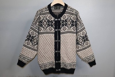 Viking Wool Vintage Fair Isle Cardigan Women s Large Nordic Knit Sweater