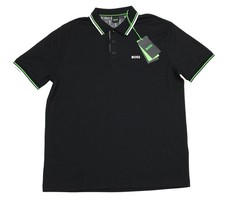 Hugo Boss Paddy Pro Polo Shirt Mens L Black Moisture Wicking Cotton Short Sleeve