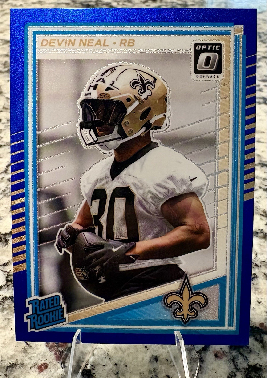 2025 Devin Neal Blue Glitter RC #282 Donruss Optic Rated Rookie Saints 🔥