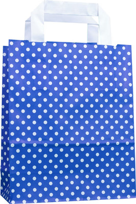 Papiertragetasche Dunkelblau mit weißen Punkten 22 + 10 × 28 cm (250 Stück) Papi