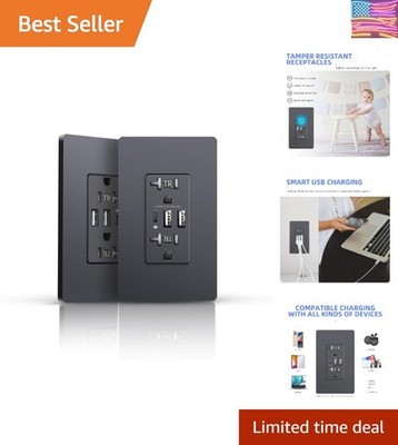 USB Wall Outlet, 6.0A Electrical Outlets Receptacles, 30W Tamper-Resistant Ou...