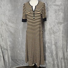 Lauren Ralph Lauren Striped Maxi Dress Knit Button Pocket Midi Shirt Dress XL