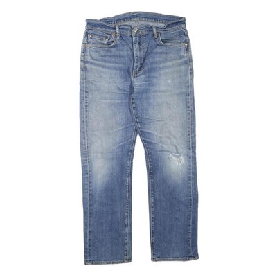 LEVI'S 513 Herren Jeans Blau Regular Straight Denim Medium W33 L30 Distressed Zip