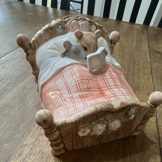 Terragraphics Ceramic Mouse in Bed Piggy Bank Original Collectible
