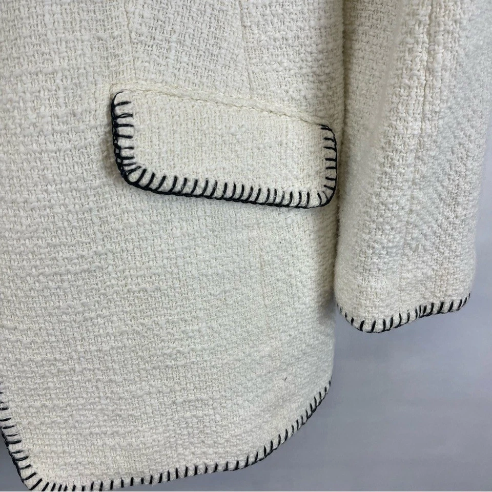 Blazer para mujer Talbots mezcla de algodón con textura crema talla 14 Foto 3 de 4