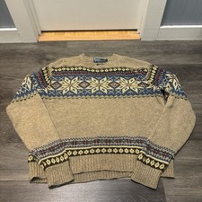 Polo Ralph Lauren VTG 90s Snowflake Sweater Fair Isle 100 Cotton Large Amazing