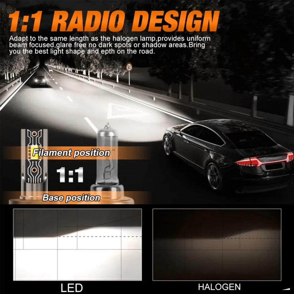 4pcs H7 H7 White LED Headlight Bulb- For Land Rover Range Rover Sport 2006-2009 - Imagem 4 de 4