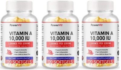 Vitamin A 10000 IU 360 Softgels Servings Gluten Free Non-GMO USA