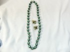 Vintage 1950/60's Green Beaded Necklace & Clip on Earrings, Made in Japan