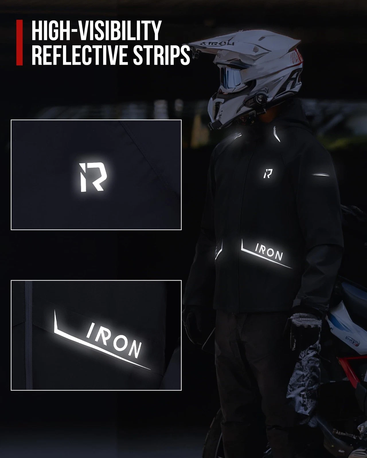 RIDEIRON Motorcycle Rain Gear for Men & Women, Waterproof Rain Suit image 6