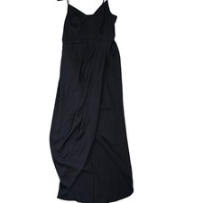 Express Womens Black Sexy High Slit Tulip  Maxi Dress V-Neck Spaghetti Strap S