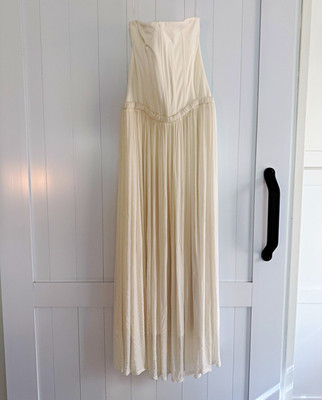 Simkhai Ivory Strapless Pleated Maxi Dress Womens Size 8 Adalys Bustier Dress