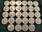 28 1970'S KENNEDY HALF DOLLARS, GOOD CONDITION