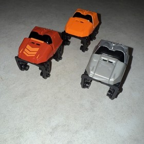 Lot of 3 K'NEX KNEX Micro Roller Coaster Cars Orange Red Silver Works