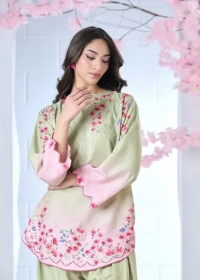Women Kurta With Pant Set Designer Floral Printed Look. Very Unique Style.  Size