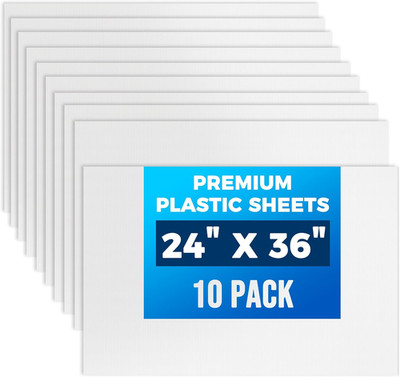 10-Pack Poster Board 24X36 Corrugated Plastic Sheets - 4Mm, Extra Large Waterpro