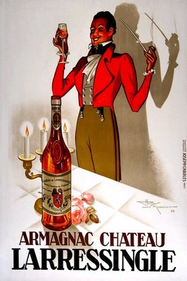 Vintage Armagnac Chateau Larressingle Poster   - 24x36  Print - 1938 Design