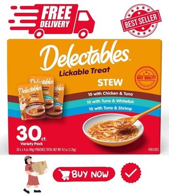 Hartz Delectables Stew Lickable Wet Cat Snacks Variety Pack, 30 Count