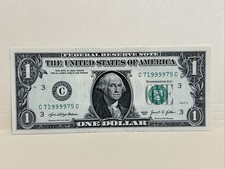 $1 Bill Very Cool Serial Number Uncirculated Note One Dollar 2021 C 71999975 C