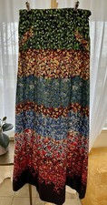 Vintage Union Made 1970s Boho Floral Maxi Skirt Multicolor 28" Waist 39" Hem