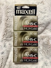 Maxell HGX Gold VHS-C TC-30 Camcorder Tapes 3 Pack NEW Sealed 30 Min