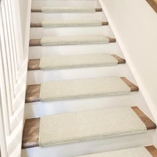 PURE ERA Bullnose Carpet Stair Treads Set Tape Free Non-Slip Indoor Stair.