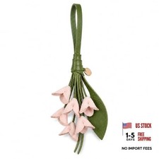 Leather Flower Bag Charm Keychain for Women Pink Floral Purse Charm B1:pink