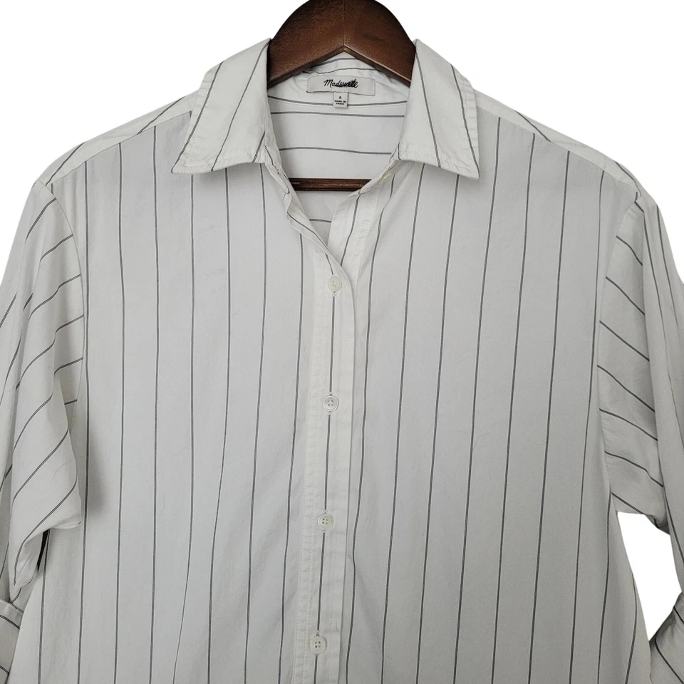 Madewell Bubble-Hem 迷你衬衫裙细条纹府绸女式 S 码棉 — 第 4/4 张图片