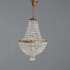 Lampadario a Mongolfiera Antico Metallo Vetro Italia XIX Secolo Originale