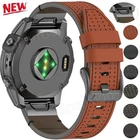 Quickfit Leather Watch Band Strap For Garmin Fenix 8 E 5 5X Plus 6 6X Pro 7 7X