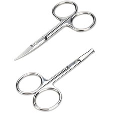 Precision Stainless Steel Grooming Scissors - Curved Tips for Safe Trimming