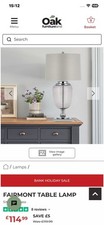 Table Lamp Oak Furniture Land ACC-LAMP006 Table Lamp with Shade , Smoked Glass .